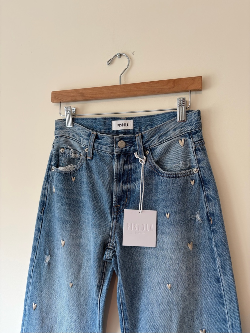 PISTOLA LEXI MID RISE BOWED STRAIGHT JEAN - CONFETTI VINTAGE - Picture 9 of 15